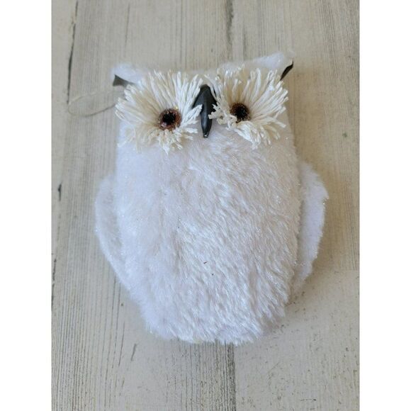 Glitter white owl bird Woodland ornament Xmas decor - Picture 2 of 5